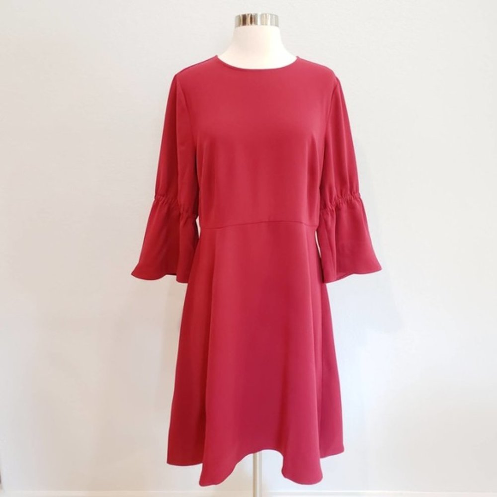 NWT J. Jill Sheath Dress Red Bell Sleeve 12 Petite